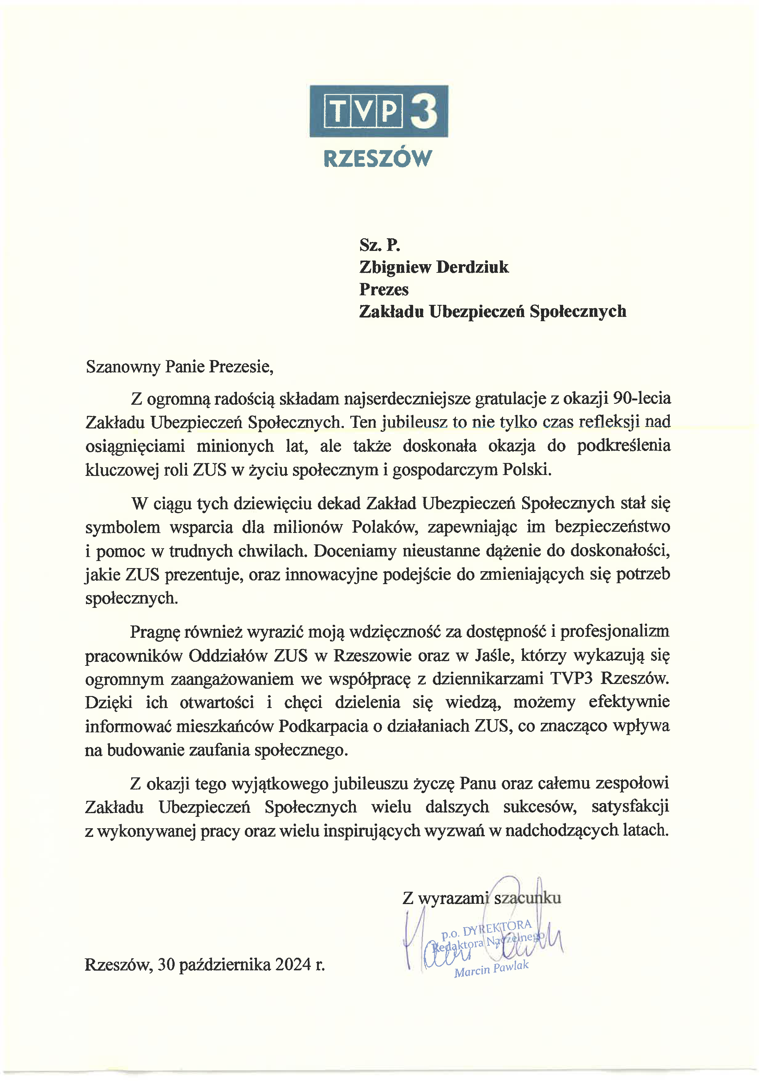 list gratulacyjny Maciej Pawlak - link do pdfa