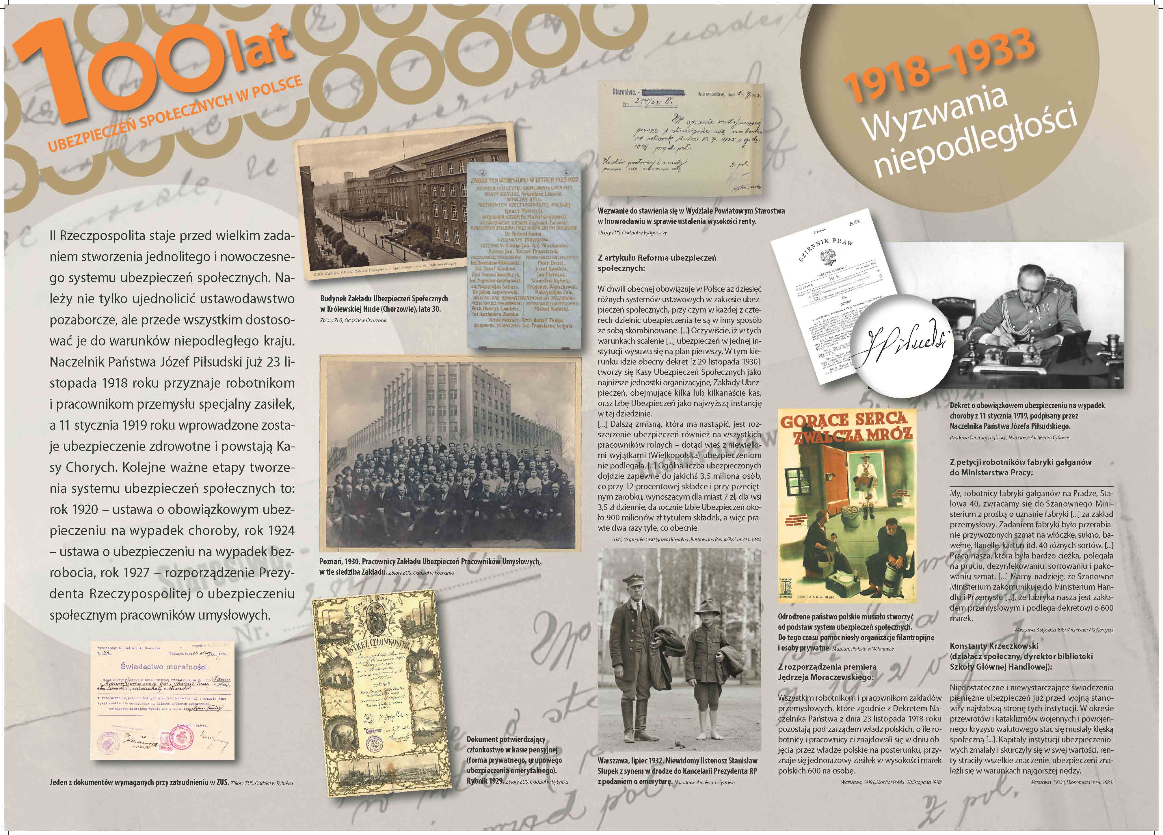 wystawa jubileuszowa - plansza nr 3 Wyzwania niepodległości 1918-1933
